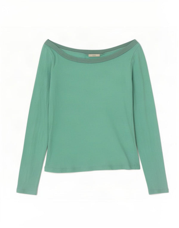 Marks & Spencer Womens Long Sleeve Off Shoulder Top UK 14 Medium Green