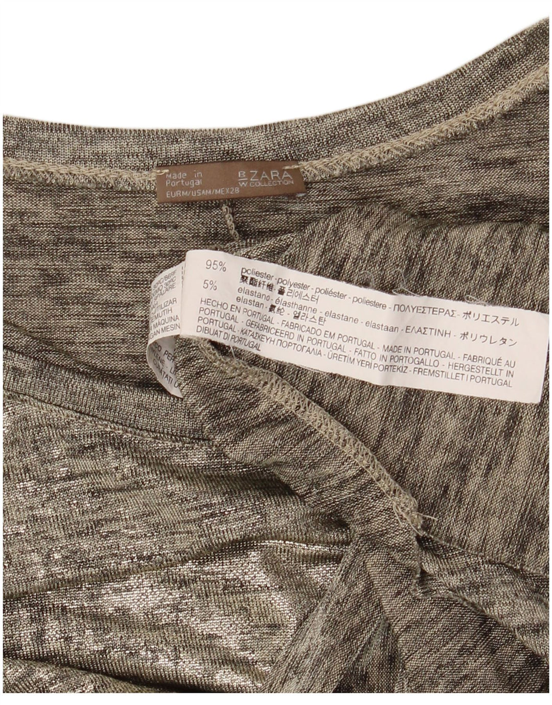 Zara Womens Top Long Sleeve UK 14 Medium Grey Flecked Polyester Modern