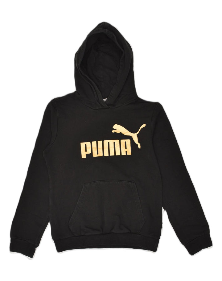 PUMA Boys Graphic Hoodie Jumper 11-12 Years Black Cotton | Vintage Puma | Thrift | Second-Hand Puma | Used Clothing | Messina Hembry 