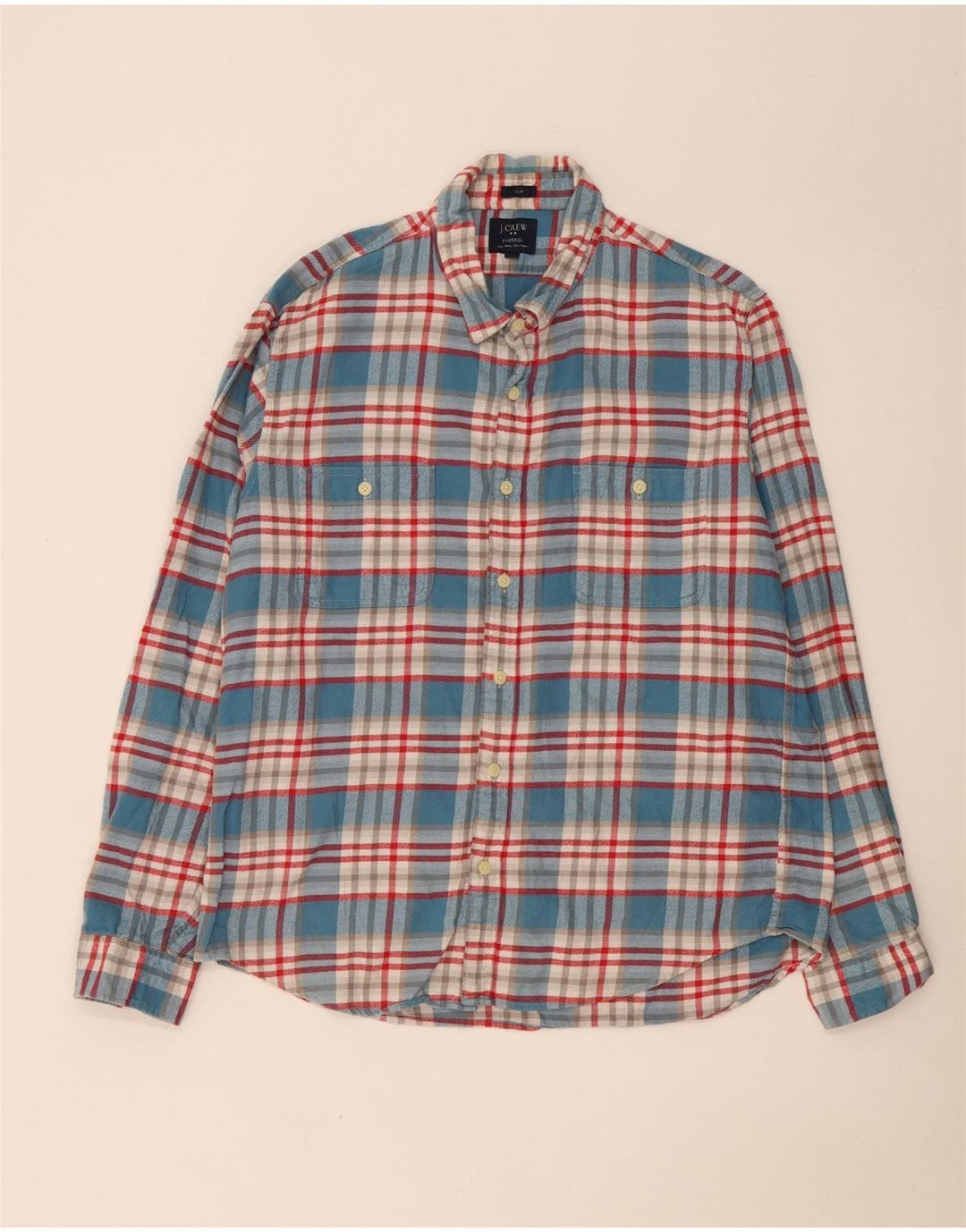 J. Crew Mens Flannel Shirt XL Blue Plaid Cotton