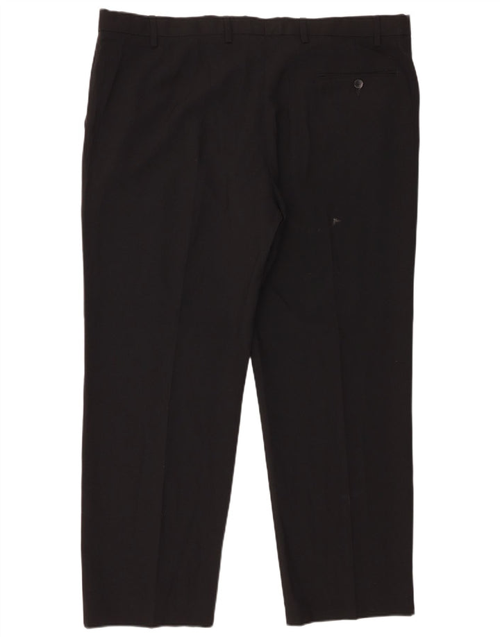 Marks & Spencer Mens Straight Regular Suit Trousers W42 L29 Black Polyester