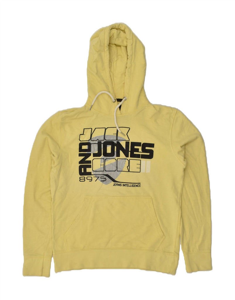 JACK & JONES Mens Graphic Hoodie Jumper  Medium Yellow | Vintage Jack & Jones | Thrift | Second-Hand Jack & Jones | Used Clothing | Messina Hembry 