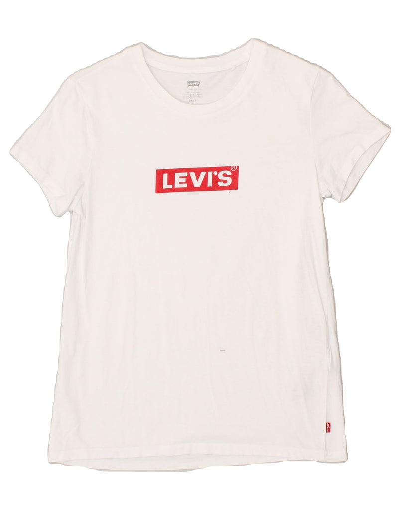 LEVI'S Womens Graphic T-Shirt Top UK 10 Small White Cotton | Vintage Levi's | Thrift | Second-Hand Levi's | Used Clothing | Messina Hembry 