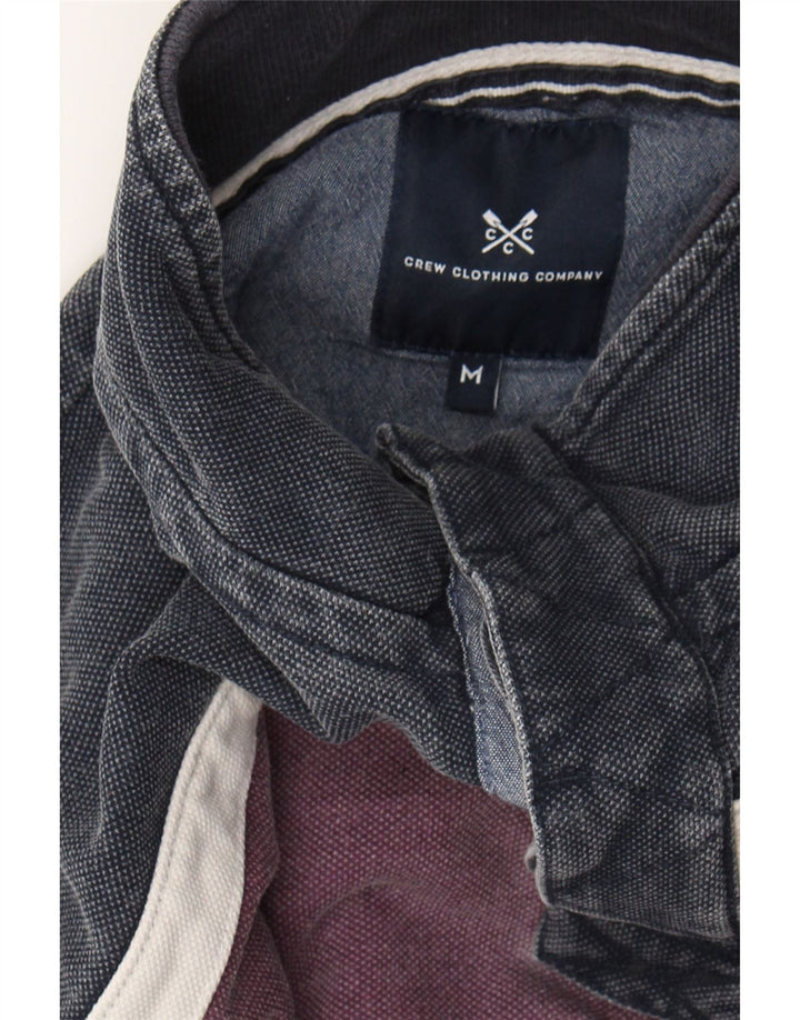 CREW CLOTHING Mens Graphic Sweatshirt Jumper Medium Purple Colourblock Vintage Crew Clothing and Second-Hand Crew Clothing from Messina Hembry 