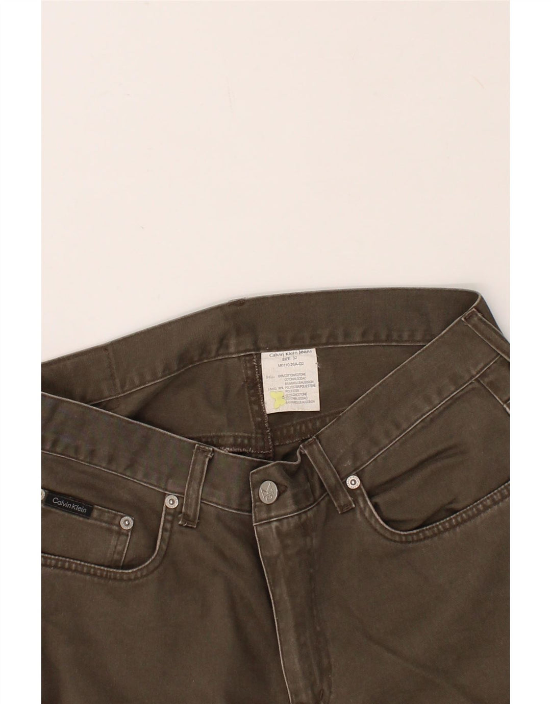 CALVIN KLEIN Mens Straight Jeans W32 L31  Khaki Cotton