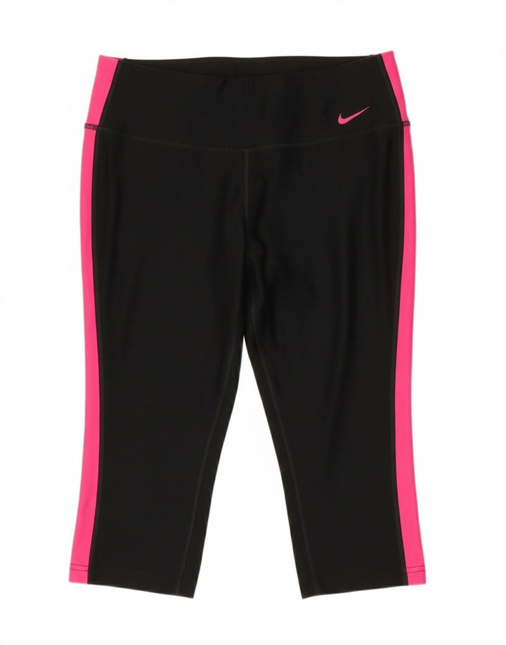 Nike Womens Dri Fit Capri Leggings UK 12 Medium Black Colourblock