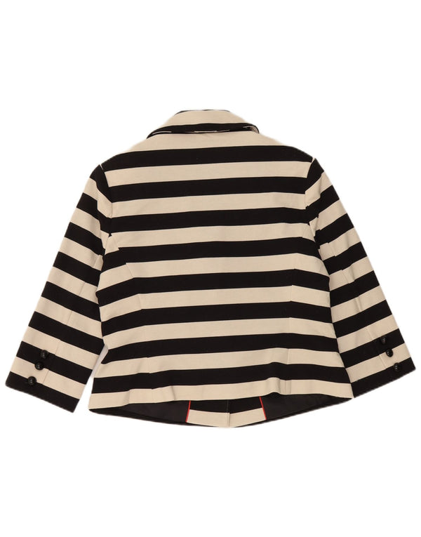 Marks & Spencer Womens Crop Blazer Jacket UK 14 Medium Black Striped