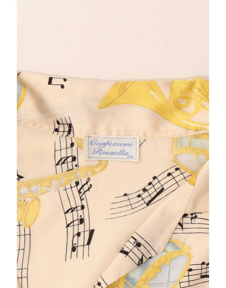 Vintage Womens Abstract Pattern Shirt Blouse IT 46 Large Off White