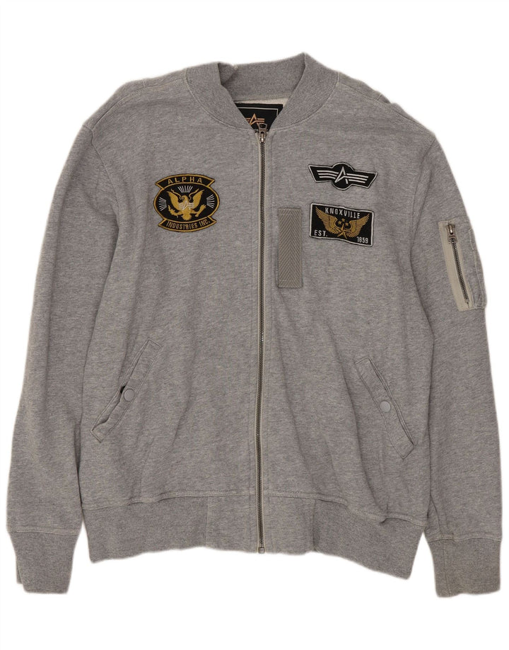 ALPHA INDUSTRIES Mens Tracksuit Top Jacket Medium Grey
