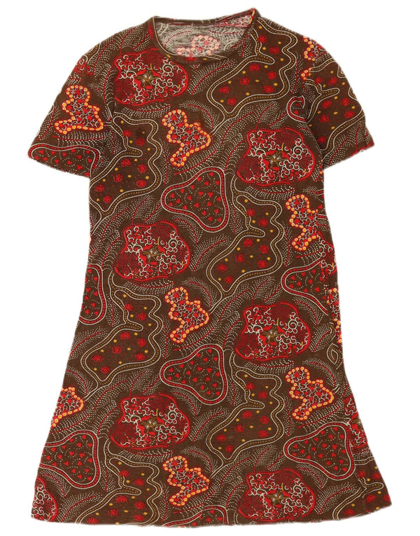 Vintage Womens Abstract Pattern T-Shirt Dress UK 12 Medium Multicoloured