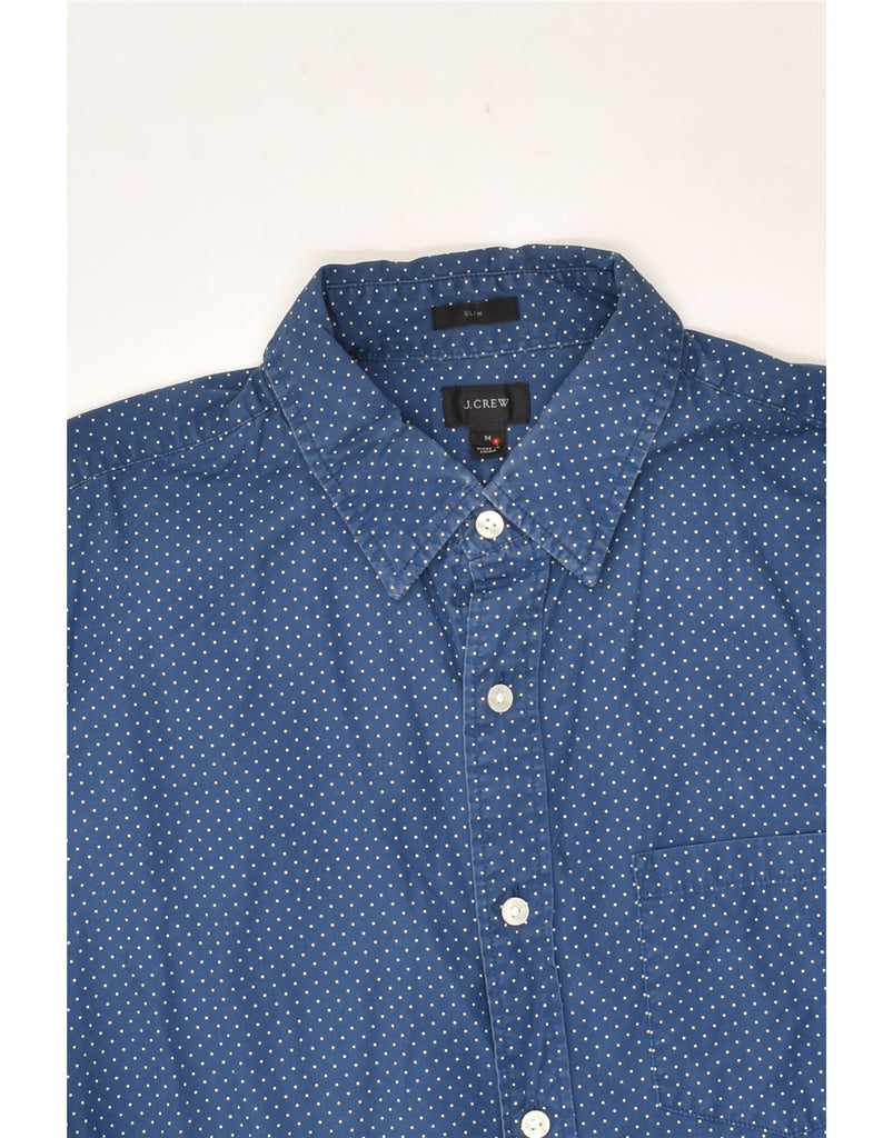 J. CREW Mens Slim Fit Shirt Medium Navy Blue Spotted Cotton | Vintage J. Crew | Thrift | Second-Hand J. Crew | Used Clothing | Messina Hembry 