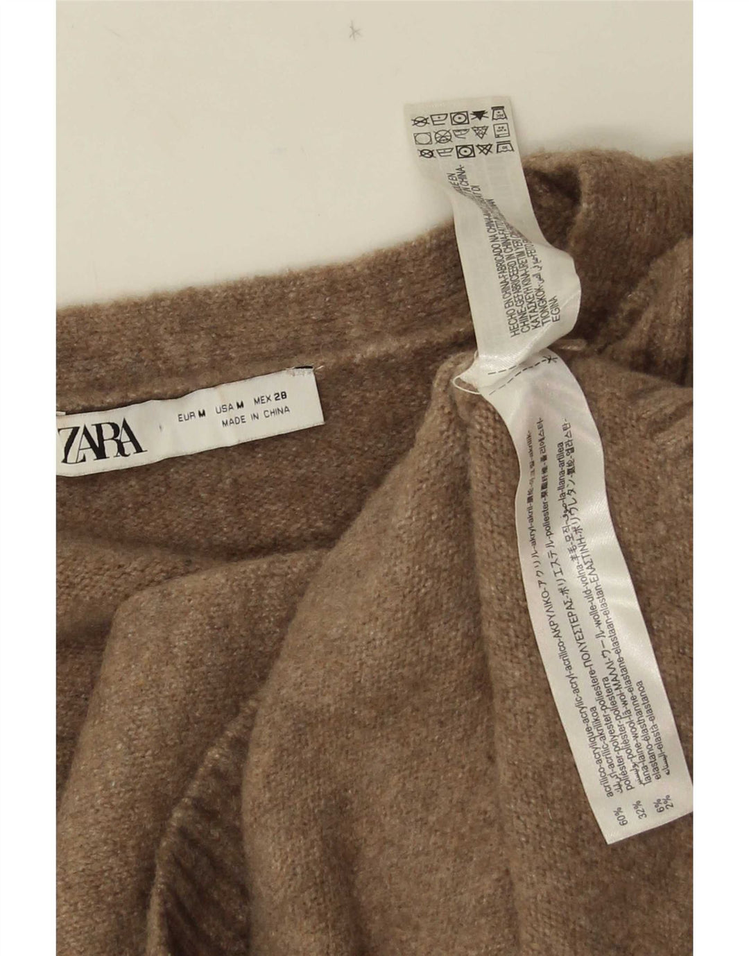Zara Womens Oversized Cardigan Sweater UK 14 Medium Brown Acrylic
