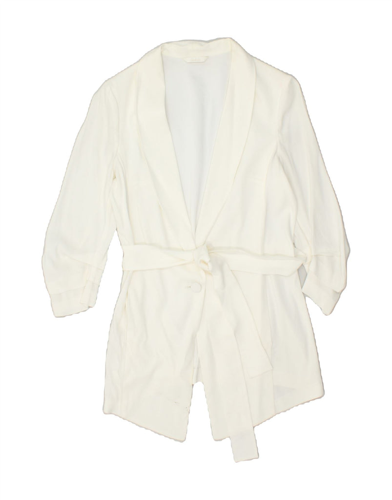VINTAGE Womens Front Tie Blazer Jacket UK 12 Medium White | Vintage Vintage | Thrift | Second-Hand Vintage | Used Clothing | Messina Hembry 