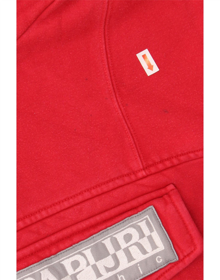 NAPAPIJRI Mens Graphic Hoodie Jumper Medium Red Cotton