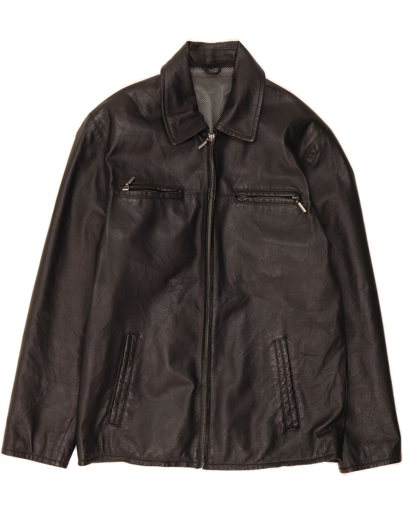 ANGELO LITRICO Mens Leather Jacket UK 36 Small Black Leather Vintage Angelo Litrico and Second-Hand Angelo Litrico from Messina Hembry 