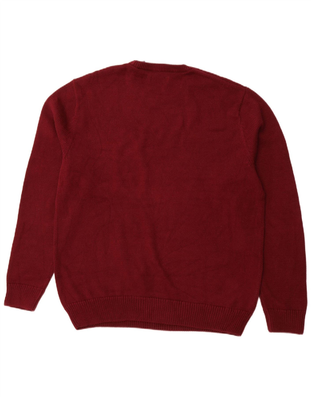 CHAPS Mens Crew Neck Jumper Sweater Large Burgundy Cotton