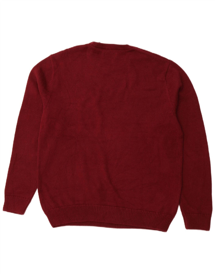 CHAPS Mens Crew Neck Jumper Sweater Large Burgundy Cotton