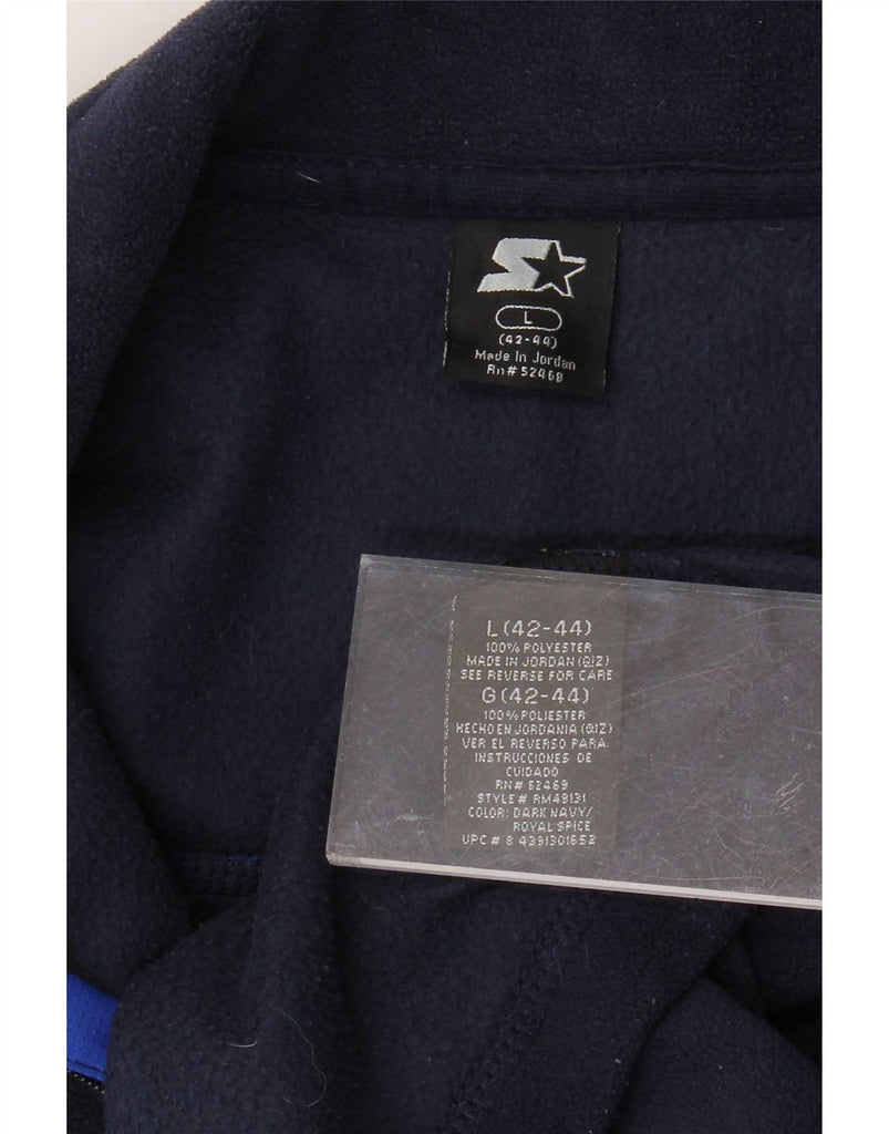 STARTER Mens Zip Neck Fleece Jumper UK 42/44 Large Navy Blue Colourblock Vintage Starter and Second-Hand Starter from Messina Hembry 