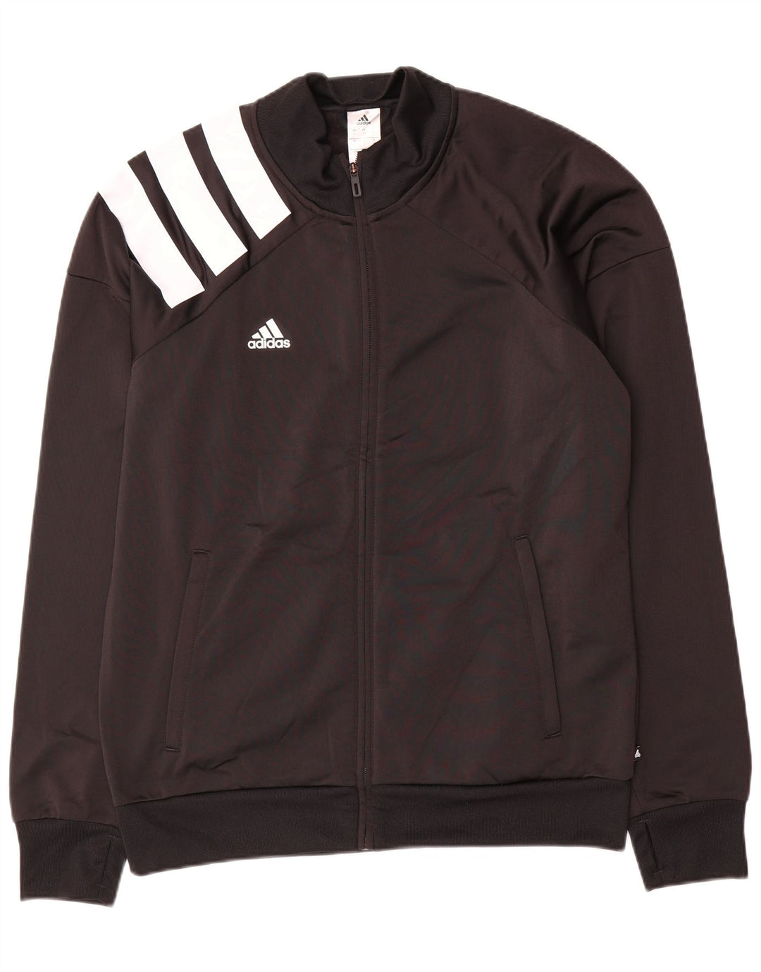Adidas Mens Tracksuit Top Jacket Large Black Colourblock Polyester