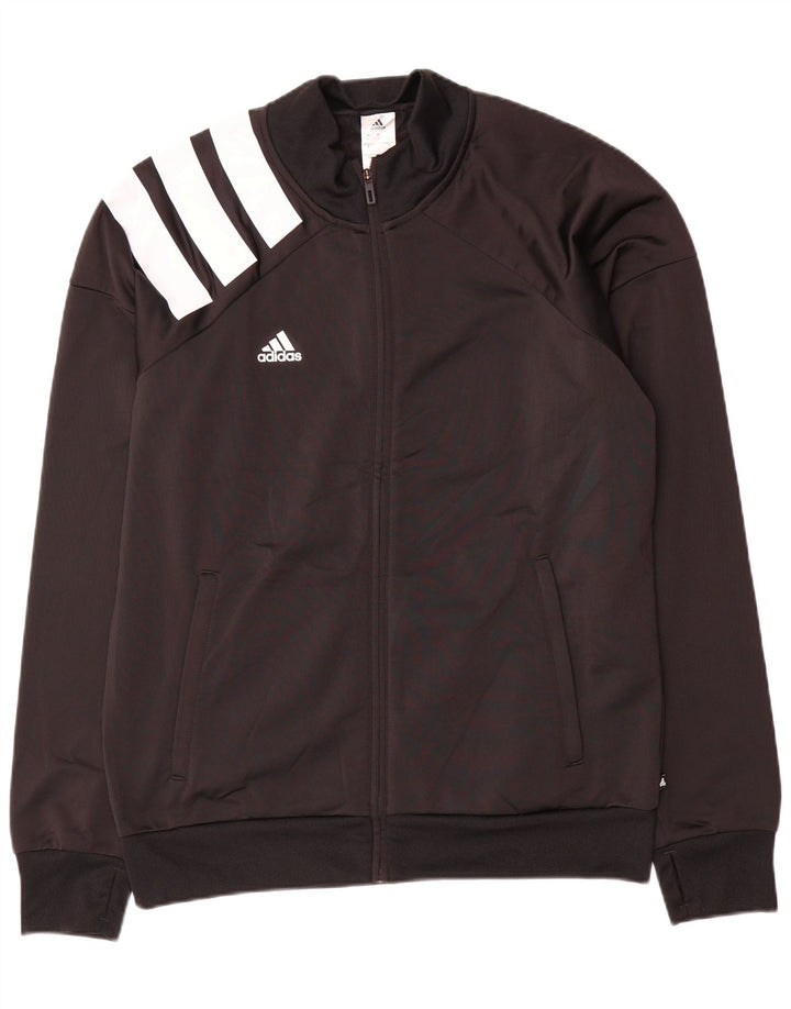 Adidas Mens Tracksuit Top Jacket Large Black Colourblock Polyester