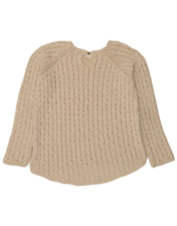 Zara Girls Crew Neck Jumper Sweater 11-12 Years Off White Cotton