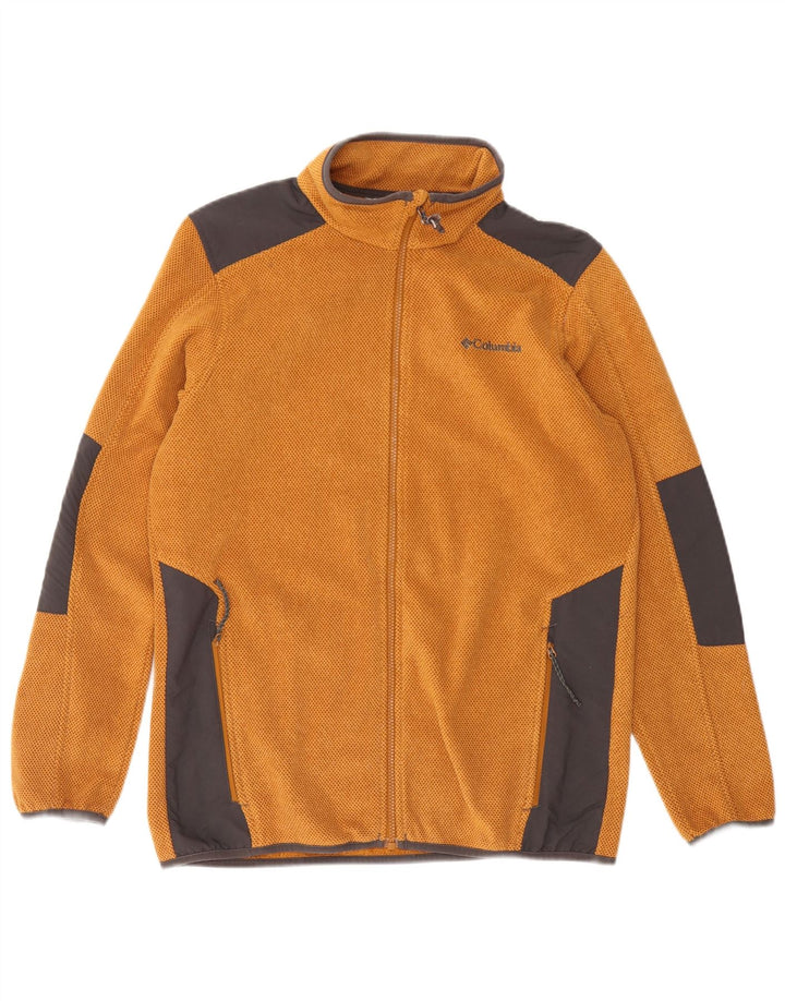 Columbia Mens Fleece Jacket Medium Orange Colourblock Polyester