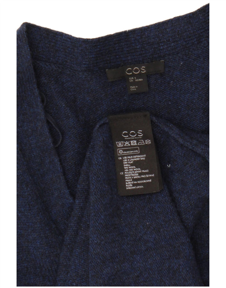 Cos Womens Longline Oversized Cardigan Sweater UK 10 Small Navy Blue Wool