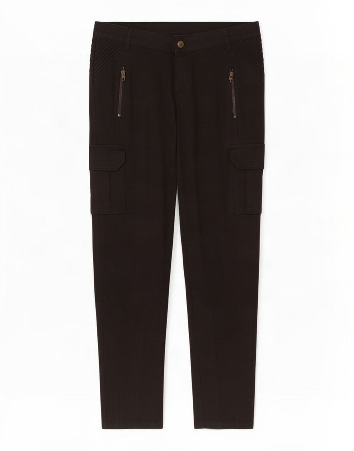 Zara Womens Slim Cargo Trousers EU 40 Medium W30 L30 Black Cotton
