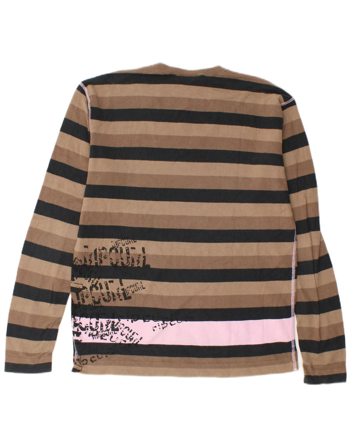 Rip Curl Mens Graphic Top Long Sleeve Medium Brown Striped Cotton