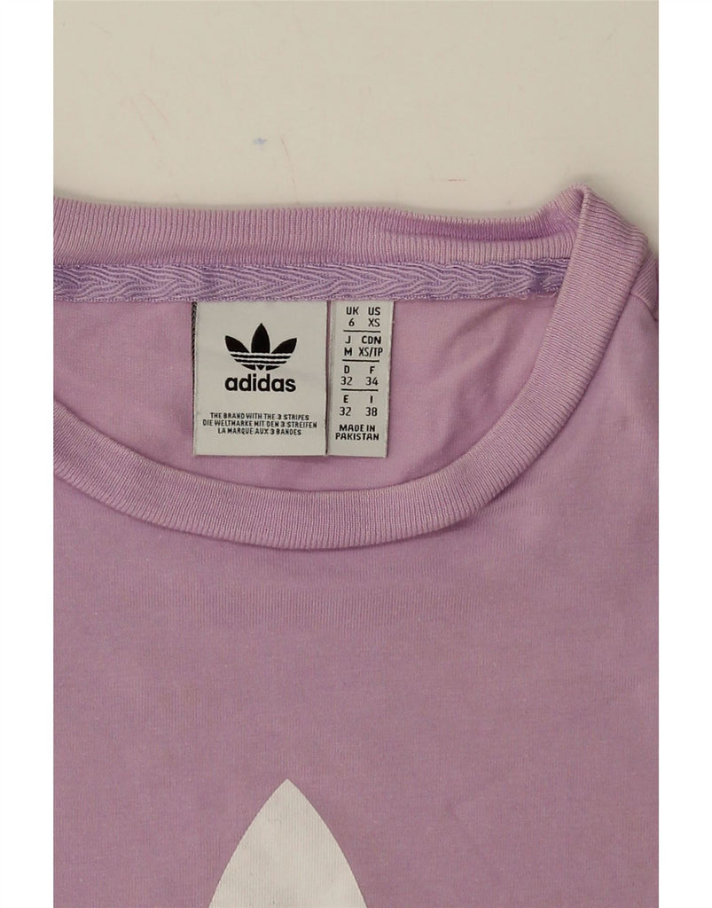 ADIDAS Womens Graphic T-Shirt Top UK 6 XS  Purple Cotton Vintage Adidas and Second-Hand Adidas from Messina Hembry 