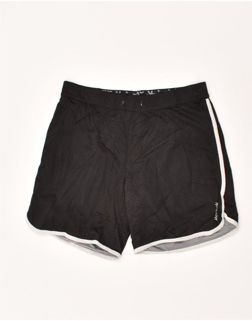 REEBOK Womens Sport Shorts UK 8-10 Small Black Polyester | Vintage Reebok | Thrift | Second-Hand Reebok | Used Clothing | Messina Hembry 