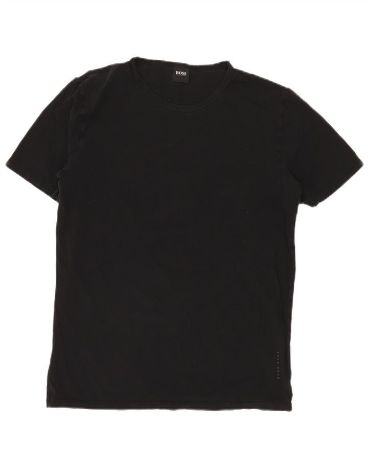 HUGO BOSS Mens T-Shirt Top Large Black Cotton