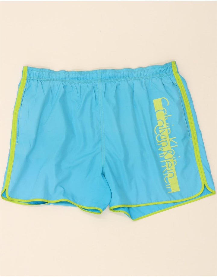 CALVIN KLEIN Mens Graphic Swimming Shorts XL  Blue Polyester Vintage Calvin Klein and Second-Hand Calvin Klein from Messina Hembry 