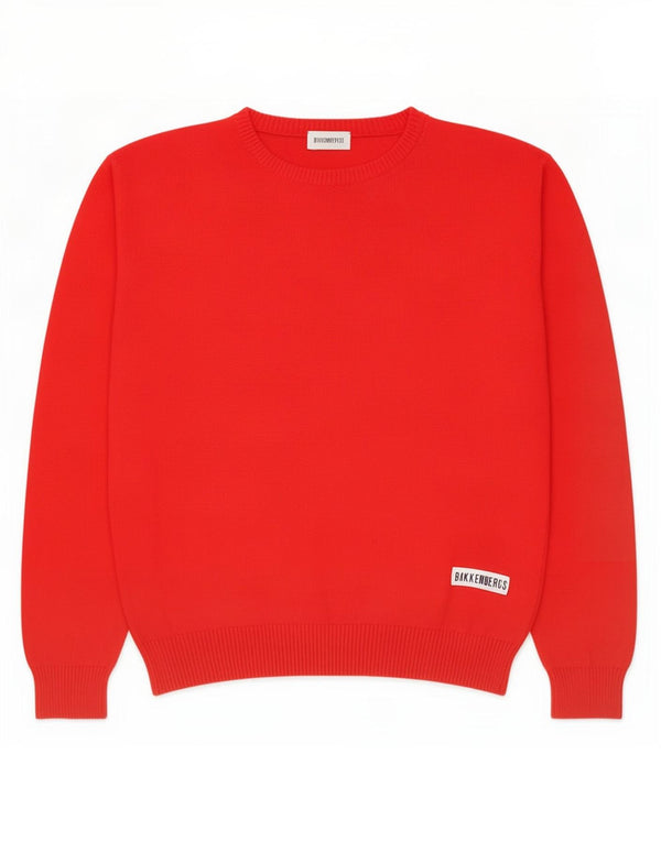Bikkembergs Boys Boat Neck Jumper Sweater 13-14 Years Red Cotton