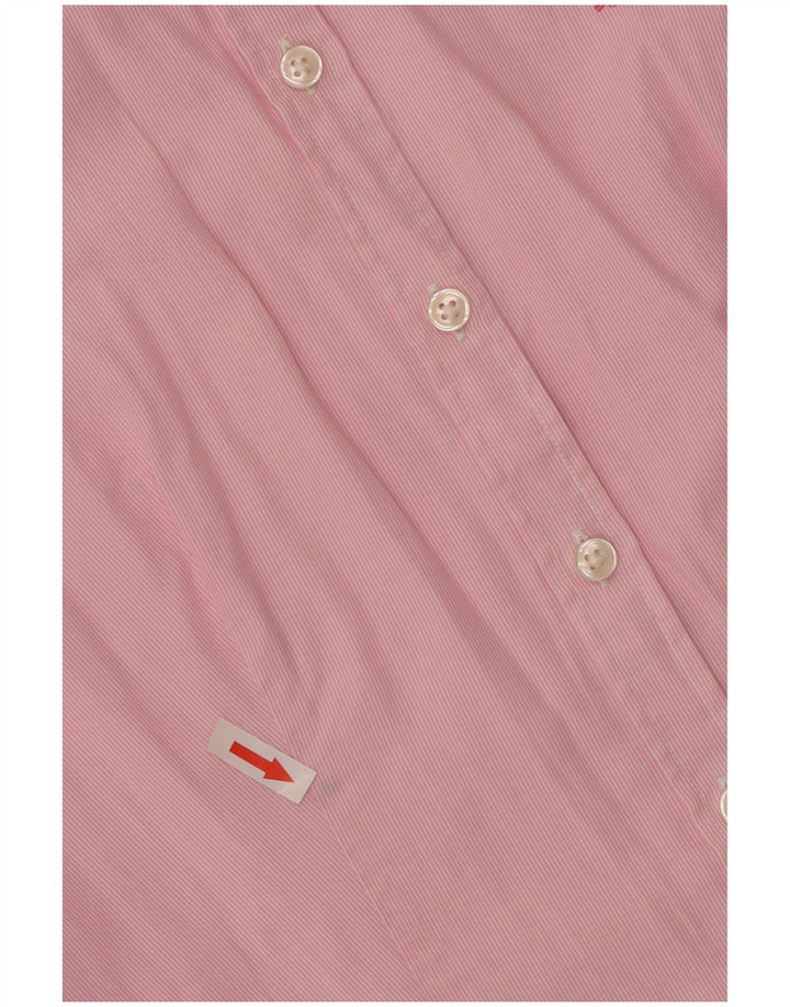 Benetton Womens Shirt UK 12 Medium Pink Pinstripe