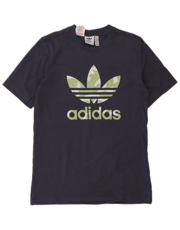 Adidas Boys Graphic T-Shirt Top 11-12 Years Navy Blue Cotton