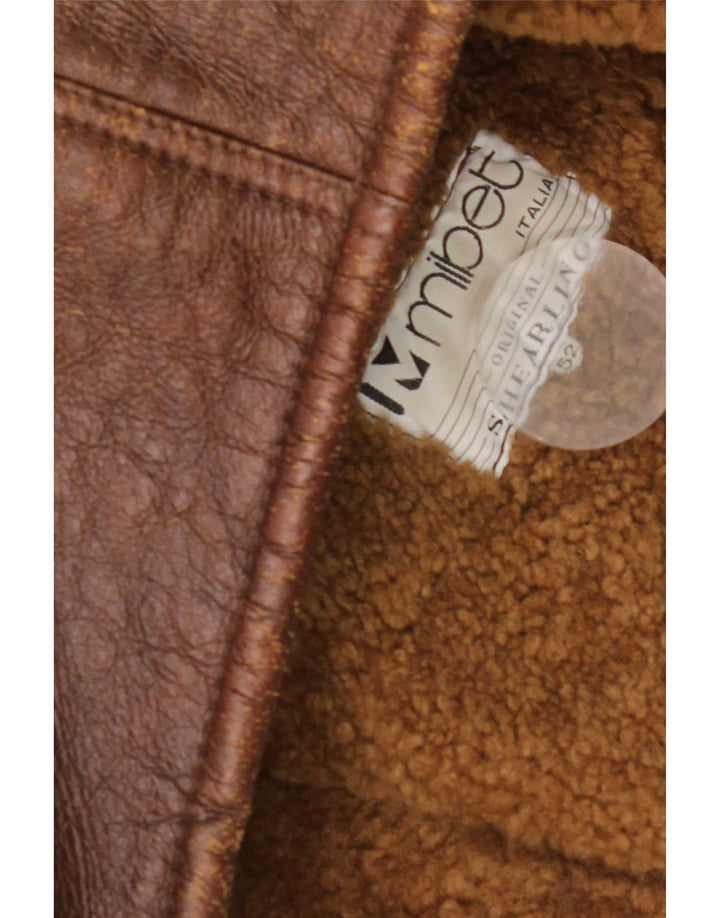 Vintage Mens Shearling Jacket IT 52 XL Brown Shearling