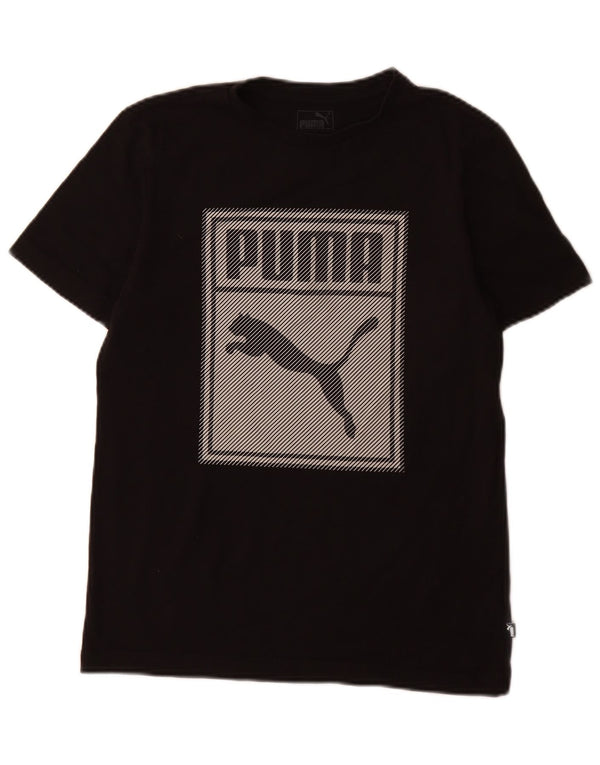 Puma Boys Graphic T-Shirt Top 13-14 Years Black Cotton
