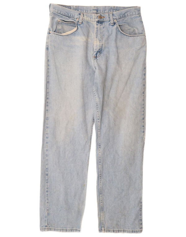 Wrangler Mens Relaxed Fit Straight Jeans W34 L32 Blue Cotton