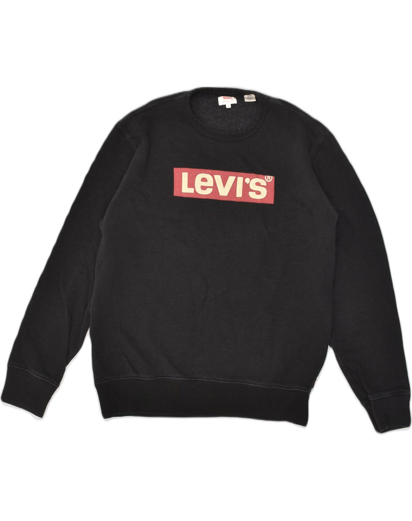 LEVI'S Mens Graphic Sweatshirt Jumper Medium Black Cotton | Vintage Levi's | Thrift | Second-Hand Levi's | Used Clothing | Messina Hembry 