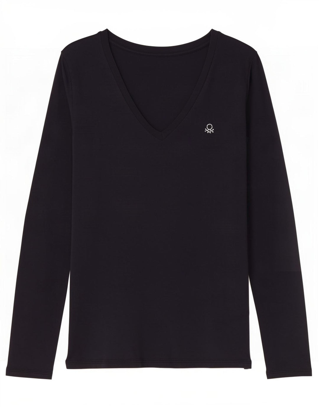 Benetton Womens Top Long Sleeve UK 12 Medium Navy Blue