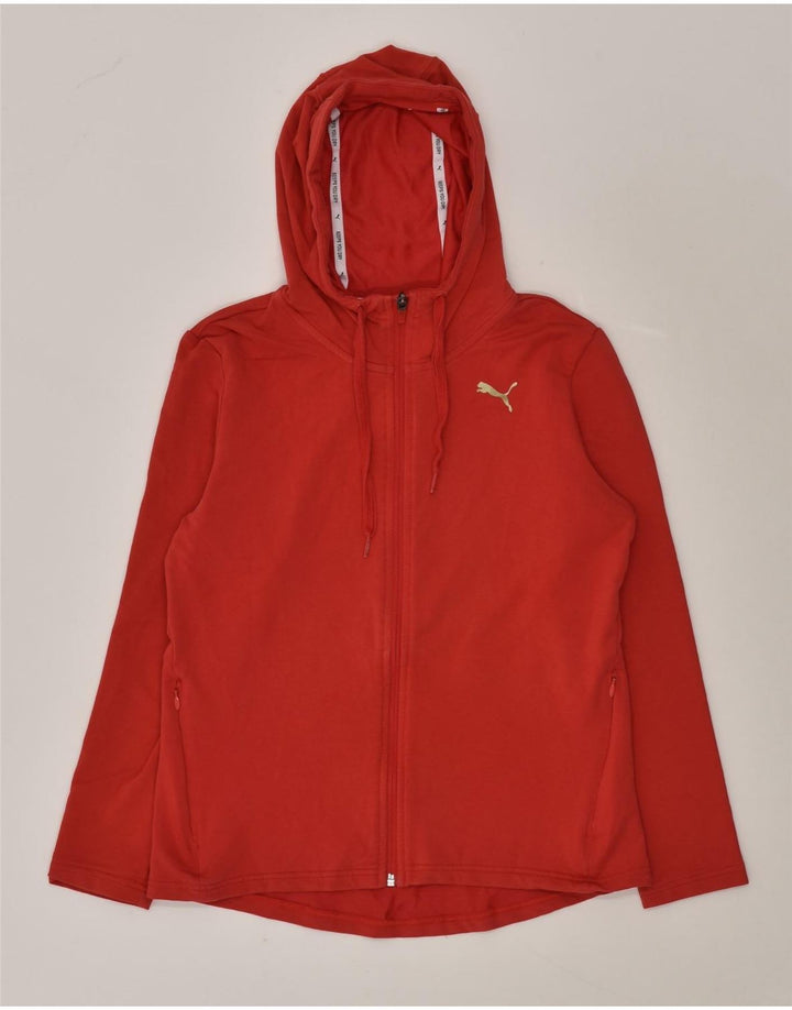 PUMA Womens Graphic Zip Hoodie Sweater UK 10 Small Red Cotton | Vintage Puma | Thrift | Second-Hand Puma | Used Clothing | Messina Hembry 