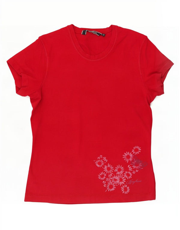 Berghaus Womens Graphic T-Shirt Top UK 14 Medium Red Floral Cotton