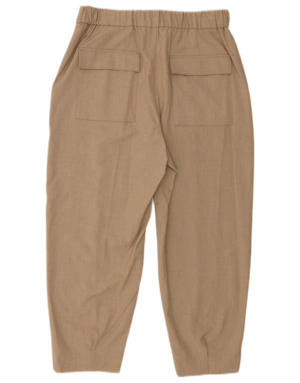 Zara Womens High Waist Cropped Trousers Medium W28 L23 Beige Polyester