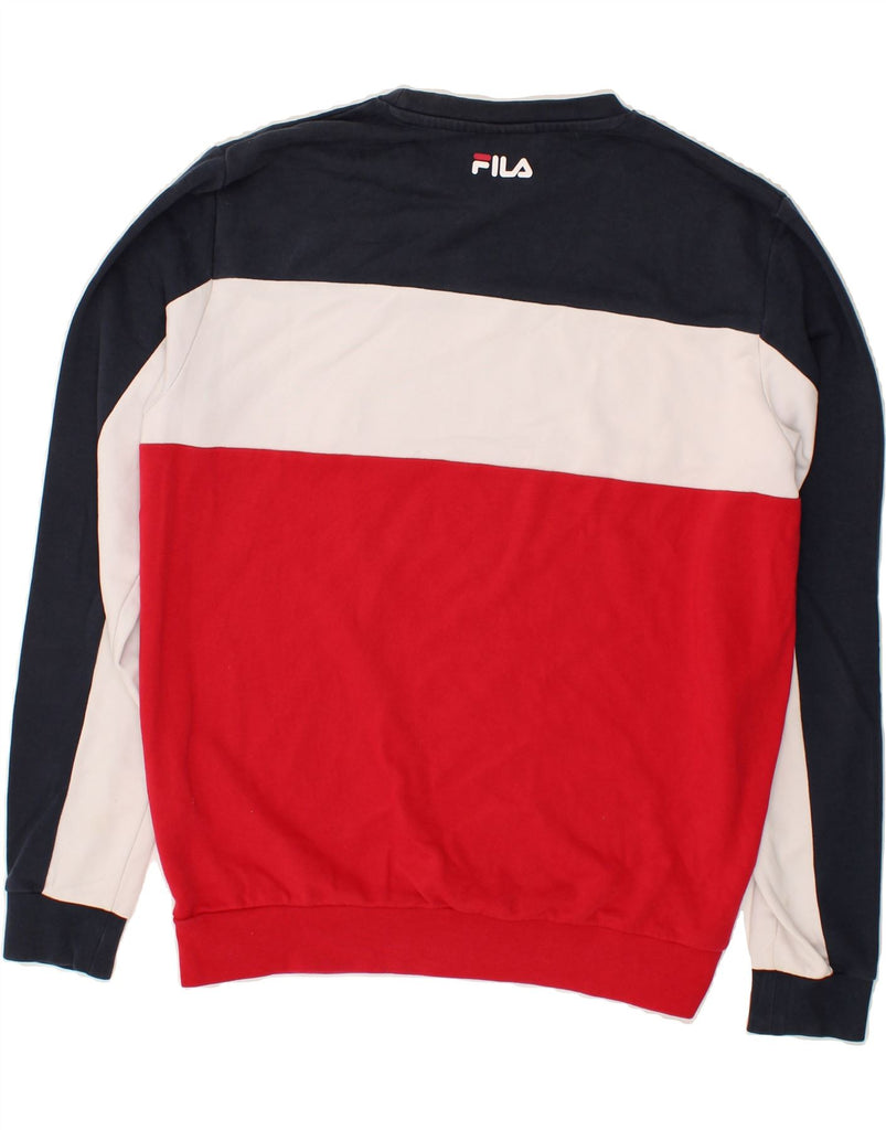 FILA Mens Graphic Sweatshirt Jumper Large Multicoloured Colourblock | Vintage Fila | Thrift | Second-Hand Fila | Used Clothing | Messina Hembry 