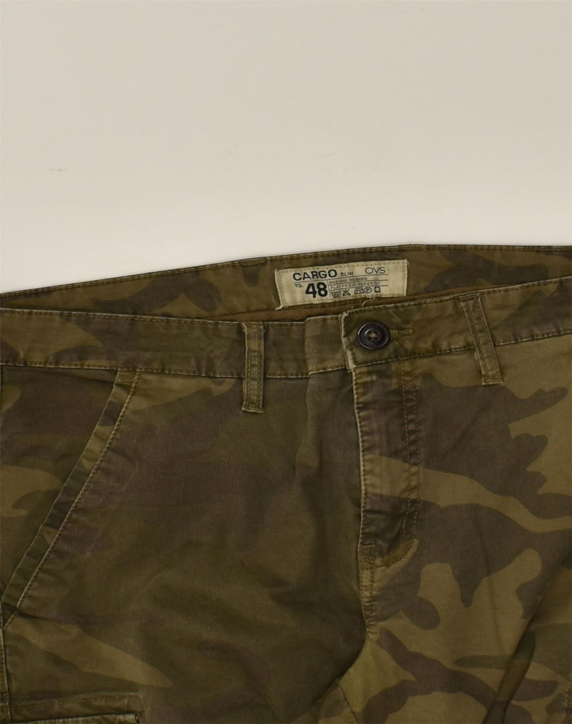 OVS Mens Low Waist Slim Cargo Trousers IT 48 Medium W38 L33 Khaki | Vintage OVS | Thrift | Second-Hand OVS | Used Clothing | Messina Hembry 