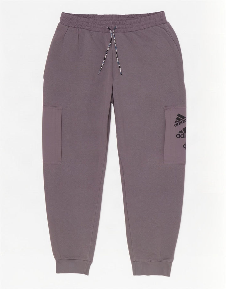 Adidas Mens Graphic Cargo Tracksuit Trousers Joggers Medium Grey Cotton