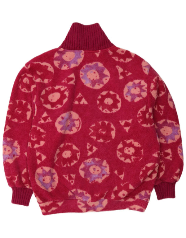 Nordica Womens Zip Neck Fleece Jumper UK 14 Medium Pink Geometric