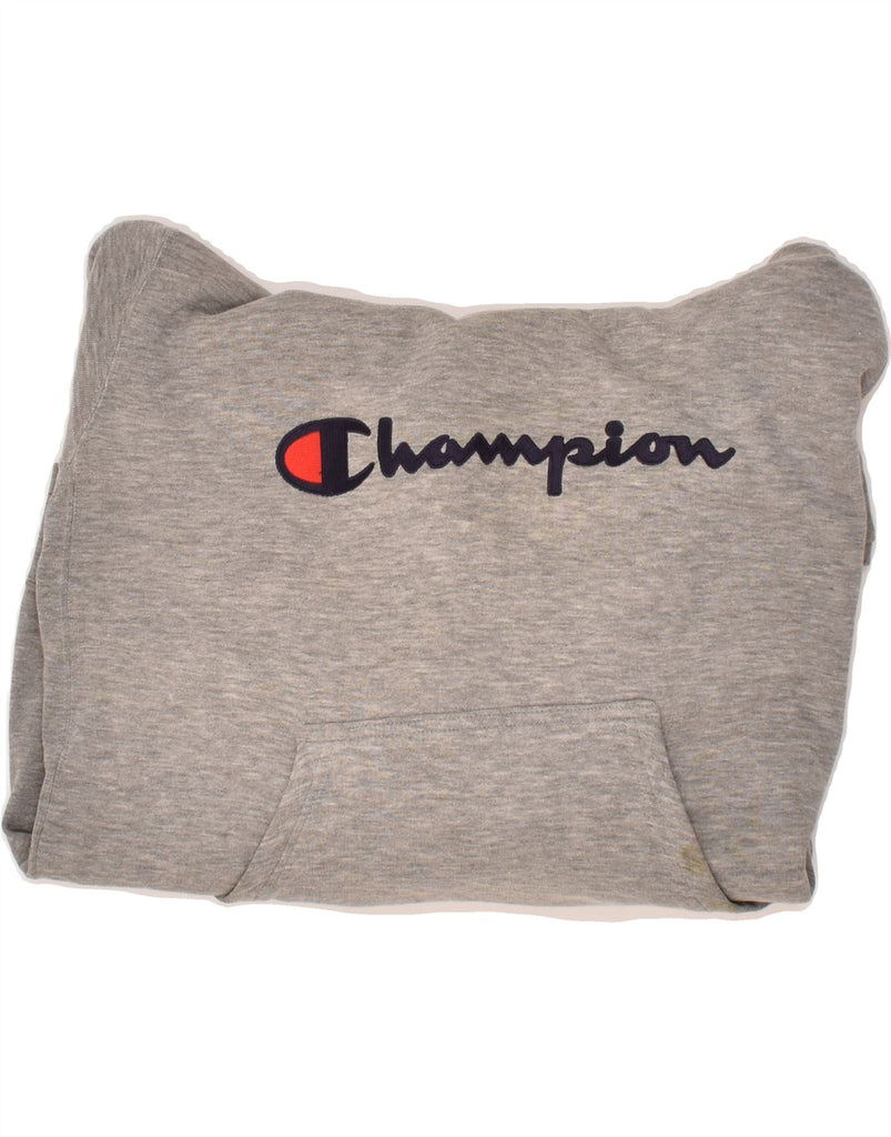 CHAMPION Mens Graphic Hoodie Jumper Large Grey Cotton | Vintage Champion | Thrift | Second-Hand Champion | Used Clothing | Messina Hembry 