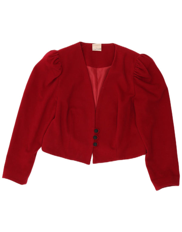 Vintage Womens 3 Button Crop Blazer Jacket IT 44 Medium Red Wool